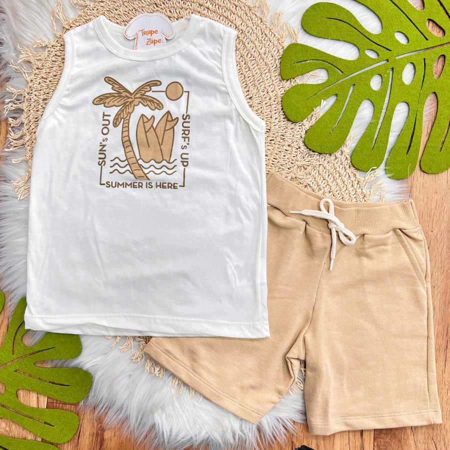 Conj. Regata Summer is Here e Bermuda - Off White e Bege